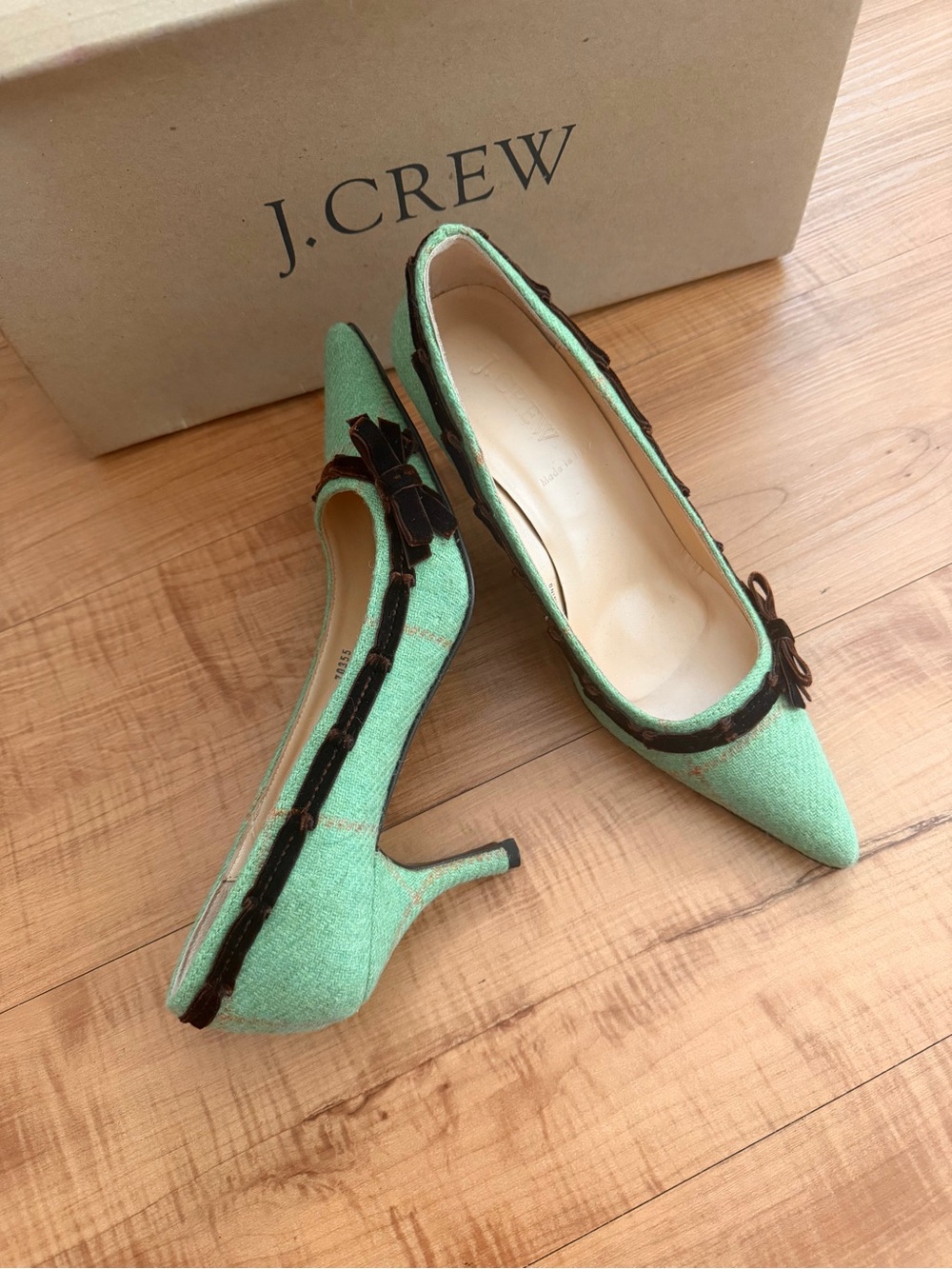 J. Crew Tweed Velvet Pointed-Toe Kitten Heels Brand New Vintage Y2K 6.5